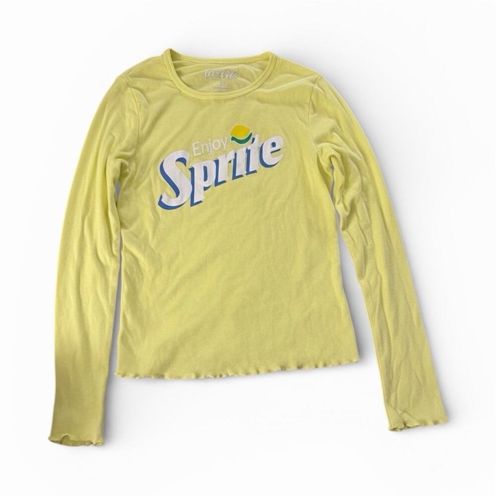 Coca-Cola Sprite Graphic Long Sleeve Shirt Yellow Soda Logo